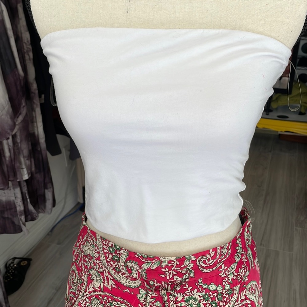 NWT White Tube Top Crop Top Strapless Bandeau Bra
